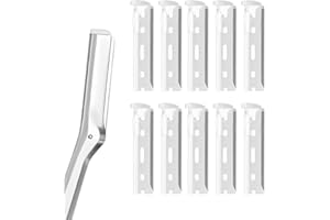 CAMTOVGCA 10PCS Replacement Blades Compatible with Tweezerman Stainless Steel Facial Razor, Replacement Heads Dermaplaning Blades for Peach Fuzz, Facial and Eyebrow Hair Removal