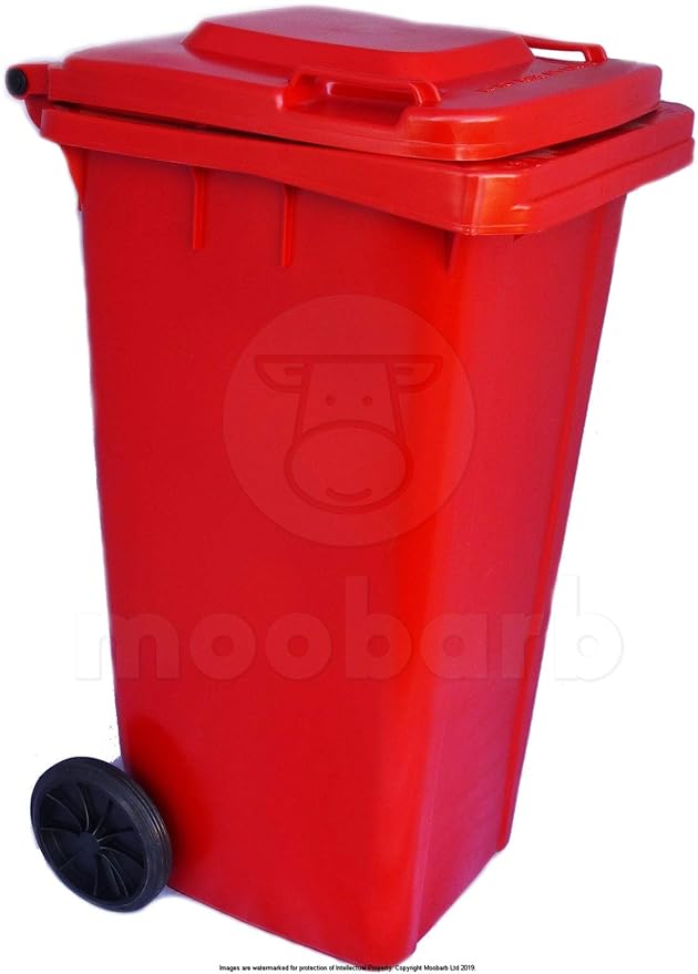 120 Litre Wheelie Bin Red Council Approved EN840 Waste Recycling