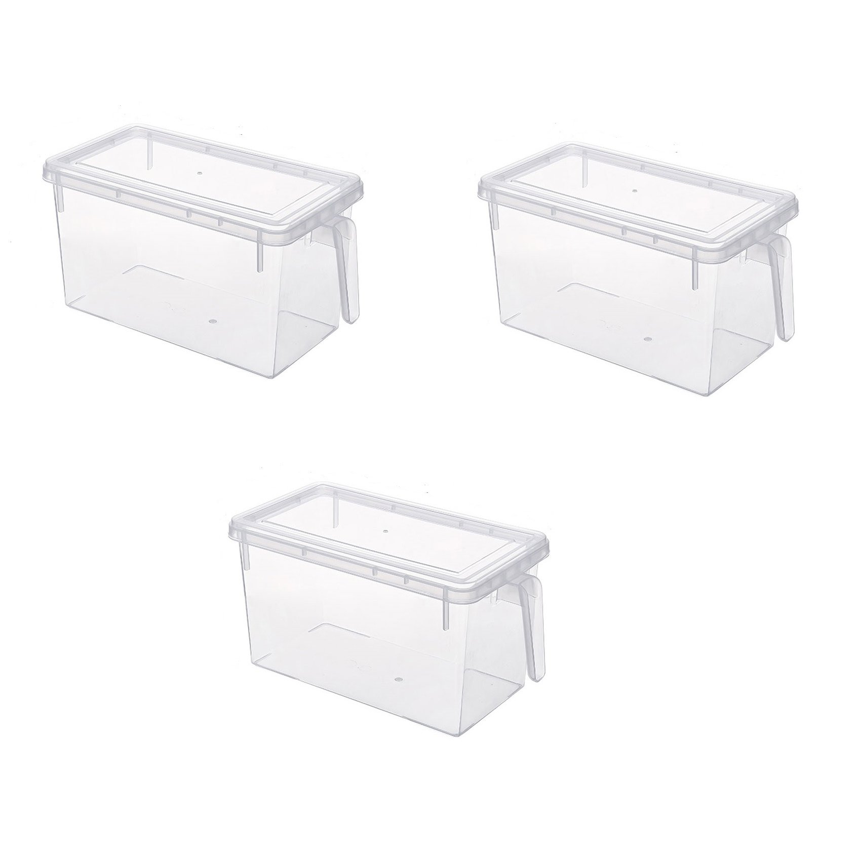 Fridge Organiser Stackable Food Storage Containers with Lids and Handles (3 Pcs)