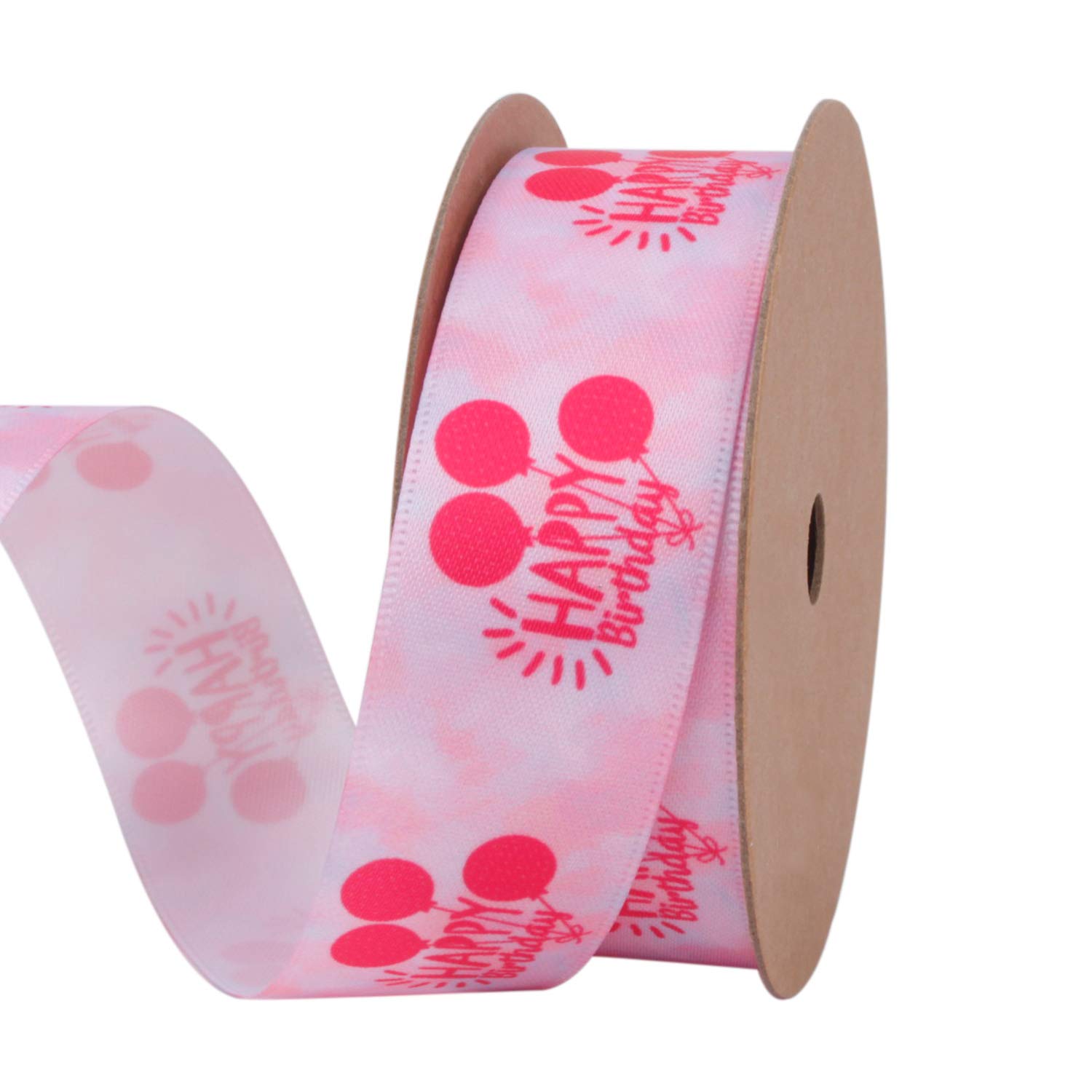 Yards - Ribbon Birthday - 10 Roll Ribbon inch Happy and Satin Birthday Printing LaRibbons Balloon 1 with Letters Printed Pink - 1 LaRibbons Yards Ribbon Roll Birthday 10 with inch Letters and Satin Printing Happy - Ribbon Pink Printed Birthday Balloon