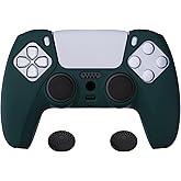 PlayVital Racing Green Pure Series Anti-Slip Silicone Cover Skin for ps5 Controller, Soft Rubber Case for ps5 Wireless Controller with Black Thumb Grip Caps