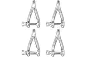 PATIKIL 316 Stainless Steel Twist Shackle 3/8" 10mm, 4 Pack 1279 Lbs Load Screw Pin Shackles for Traction Steel Wire Ropes Ma