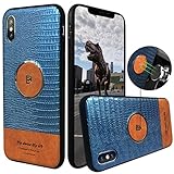 iPhone X Case,iPhone 10 Case ,REMAX Slim PU Leather Non-Slip Texture ,TPU+PC Protective Covers,Colorblocked with Magnetic Case Cover for Apple iPhone X (2017 Edition) 5.8 inch Blue