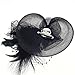 Navifoce Fashion Women's Flower Feather Mesh Net Fascinator Beaded Cocktail Headwear with Hair Clip and Brooch (Black)