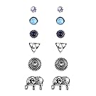 Zealmer Women'S Girl's Assorted Multiple Stud Earring 6 Pair Pack Sets With Card Boho Vintage