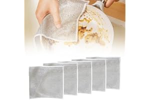 Kruggo Multipurpose Wire Dishwashing Rags, 2024 New Metal Wire Dishwashing Cloths Towels Scrubs Cleans, Wet and Dry Wire Dishwashing Rags Non-Scratch Wire Dishcloth for Dishes, Sinks (5 Pack)