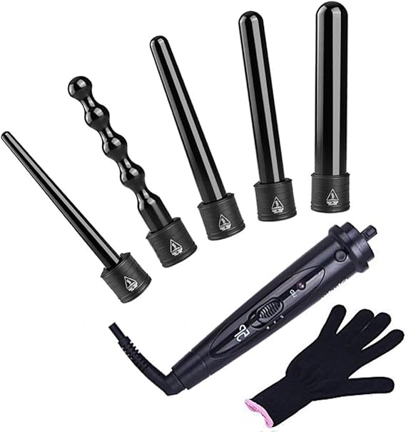 Ohuhu 5 in 1 Curling Iron Wand Set With 5 Interchangeable Ceramic