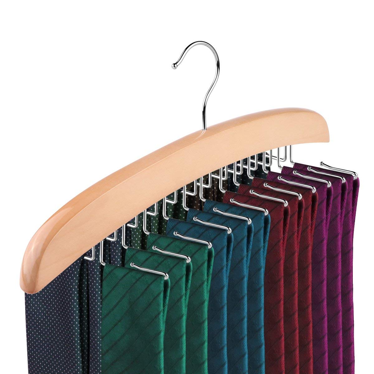 Tie Rack Hanger -Tie Hanger for Wardrobe Solid Wooden Tie Hanger Tie Rack Tie Holder Tie Organiser Tie Storage Scarf Hangers Belt Hanger Scarf Organiser Hanger Storage For Belts Ties Scarves