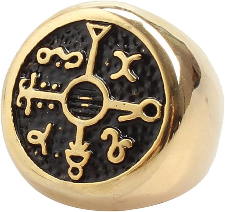 LILILEO Jewelry Protection Seal Of Solomon Kabbalah Magic Stainless Gold Steel Ring For Men's Rings