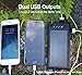 Solar Phone Charger for Cell Phone, External Power Battery Bank, Dual USB Portable Backup, Best Solar Panel for iPhone, Android, Tablet, GPS, Light Weight, Waterproof, Outdoor, LED Flashlight (Black)