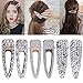 Fani 6 Pack Gold Silver Alligator Hair Clips Crystal Duck Bill Hair Barrettes Large Geometric Wedding Hair Pins Hair Accessories for Women (3.14inch/L X 0.86inch/W）