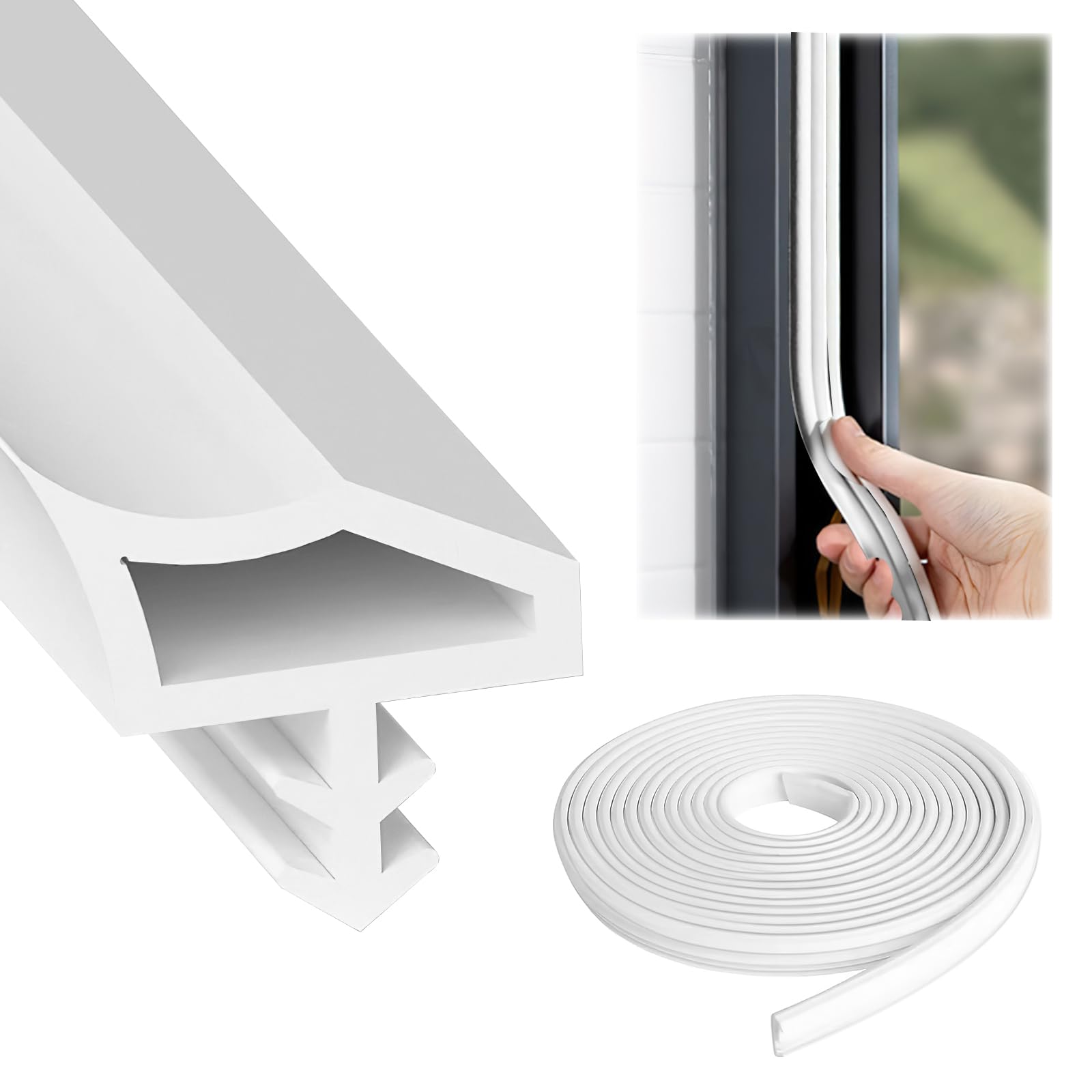 HENGBIRD Door Seal White Window Seal 10 m Door Seals Sound Insulation Door Frame Sound Insulation for Moisture Proof, Collision Prevention and Sound Insulation