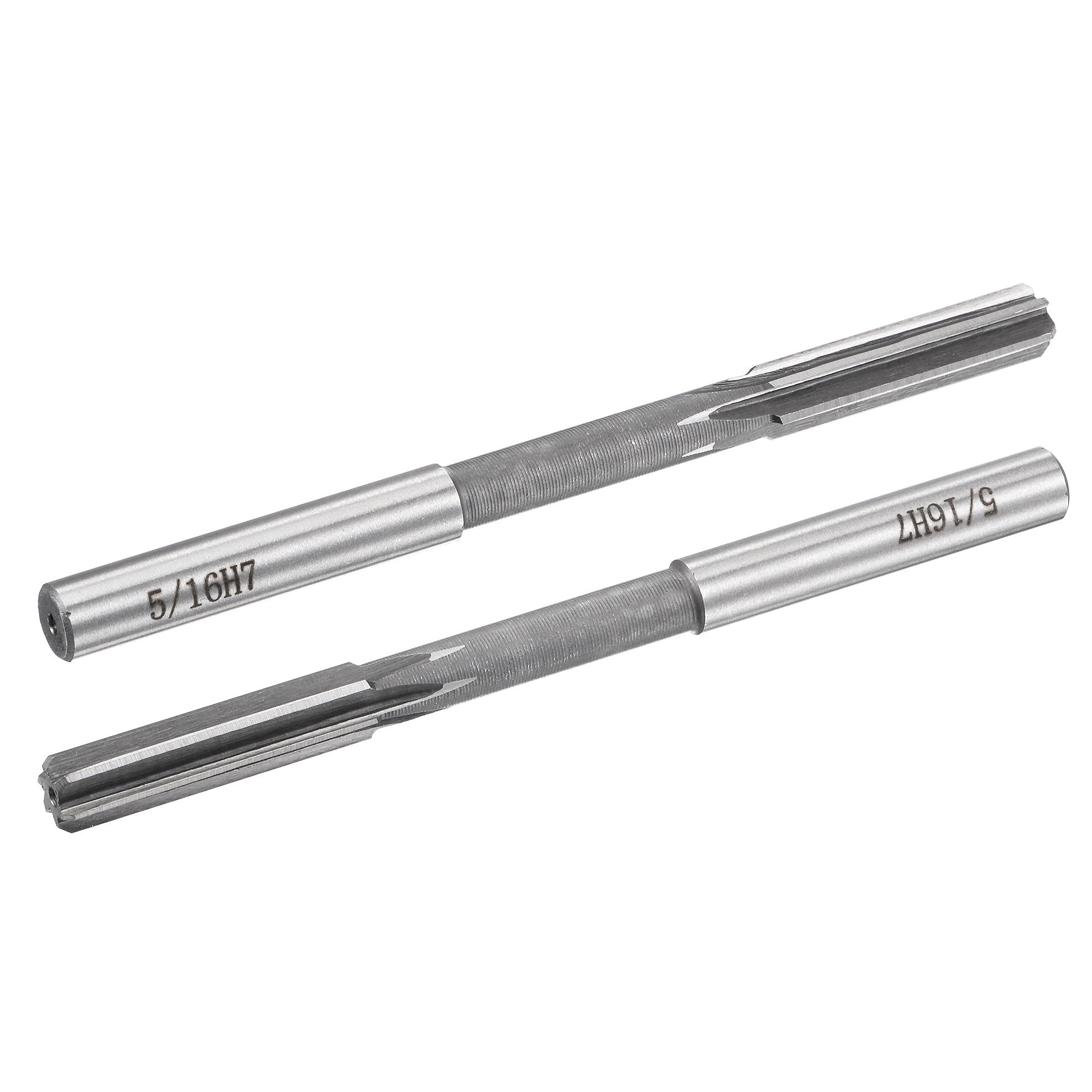 sourcing map 5/16" Chucking Reamer H7 Accuracy High Speed Steel Lathe Machine Reamer 6 Straight Flutes Round Shank Milling Cutter Tool for Bore Machining 2pcs