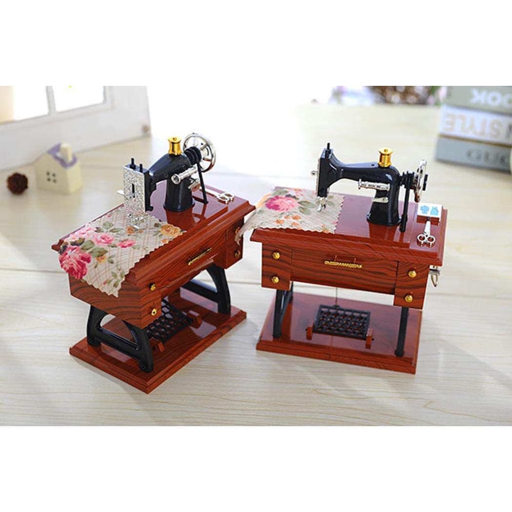 fnemo Vintage Mini Sewing Machine Model Music Box Musical Toy Musical Boxes & Figurines