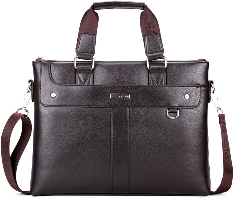VICUNA POLO Men Briefcase PU Leather Messenger Bag Laptop Bag Shoulder Bag