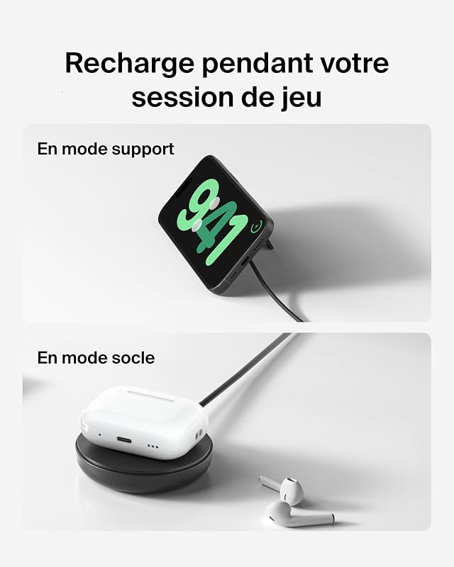 Station de Charge sans Fil, 15W, Certifié Qi2 et Compatible MagSafe, pour Tous Les modèles de l'iPhone 17, iPhone Air, iPhone 16, pour Les AirPods, etc., avec Adaptateur Secteur - Noir