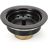 KONE 3-1/2 Inch Kitchen Sink Drain ORB Assembly with Strainer Basket/Stopper, All Stainless Steel Durable and Rustproof Oil Rubbed Bronze