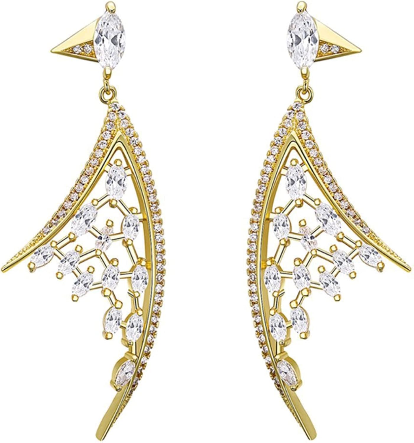 Yazilind Orecchini A Cerchio Donna Placcati Oro - Design A Cavo Scintillante, 43x41 Mm