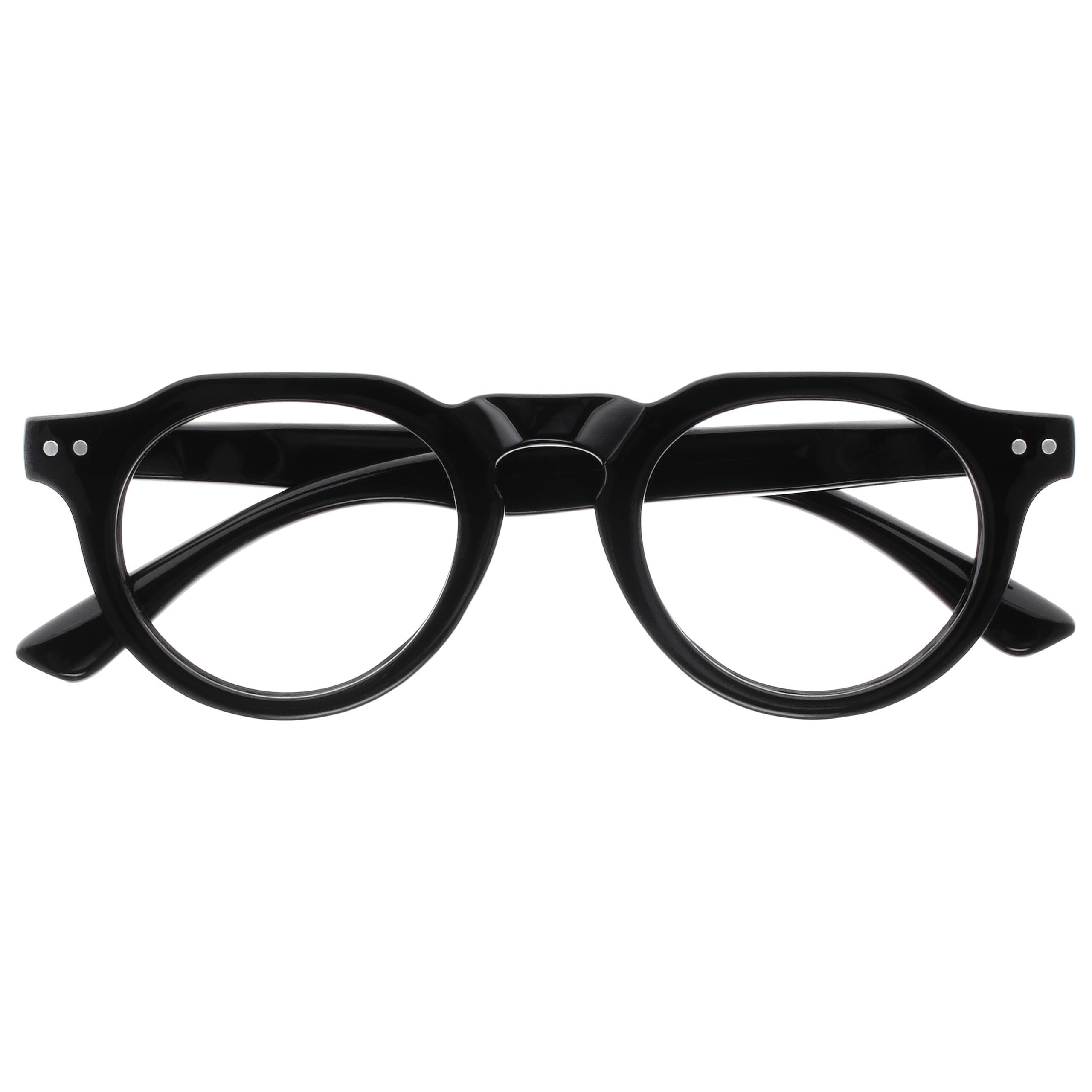OPULIZE RIO Blue Light Blocking Reading Glasses - Flat Top Frame - Black - Mens Womens - Spring Hinges - B53-1 - +3.00