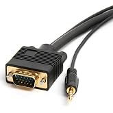 Cmple - VGA Cable Male to Male with 3.5mm Aux Audio Monitor SVGA PC 15 Pin Cord 15 Feet