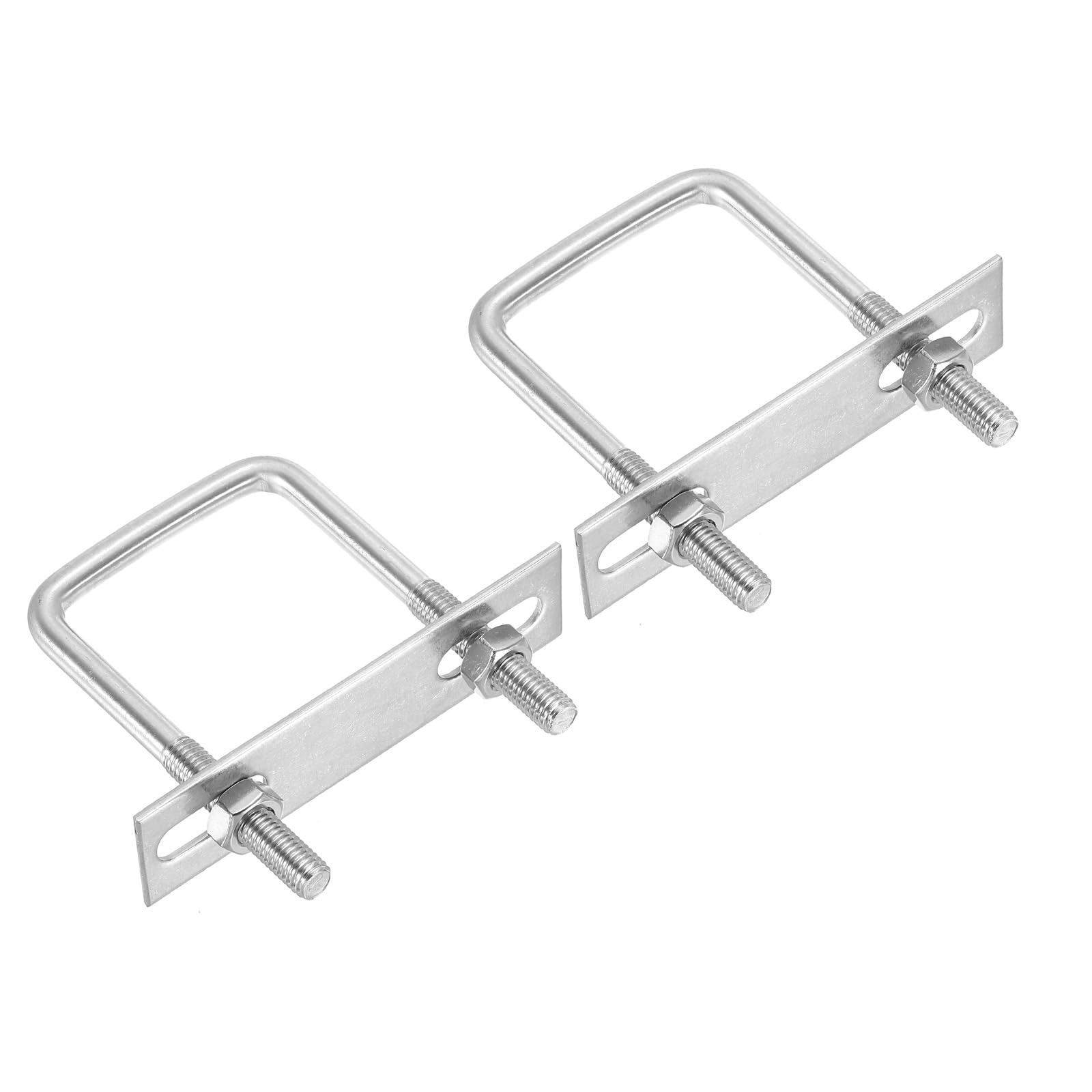 PATIKIL M8x50x90mm Square U-Bolts Kit, 2Set 304 Stainless Steel Square U Shaped Bolts Replacement Parts with Frame Plates and Nuts for Ski Board Sailboat Trailer