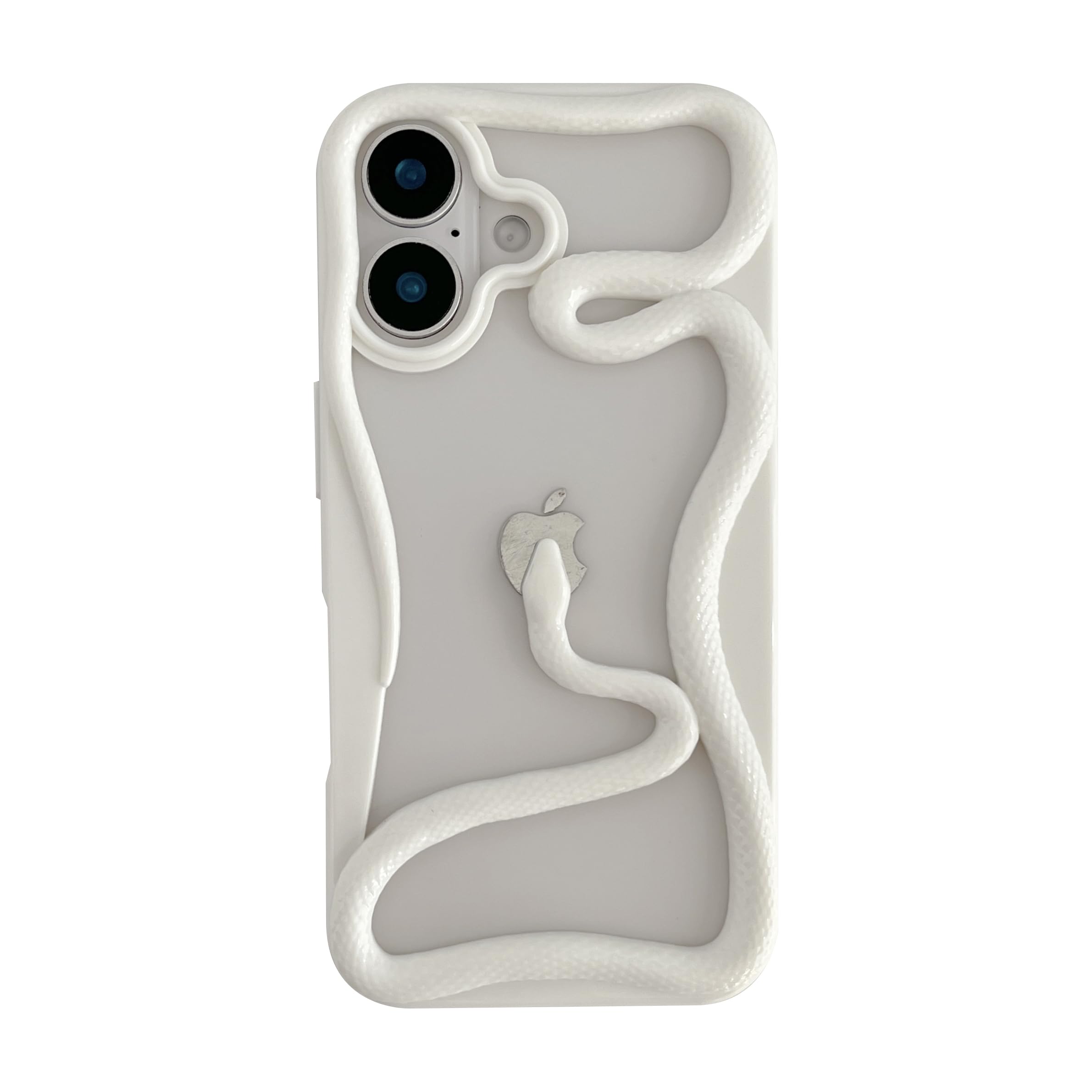 FLIRACON Cute Cool Hollow Solid Color 3D Snake Heat Dissipation Soft Phone Case Compatible with iPhone Case(White,for iPhone 12 Pro)