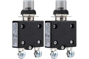 DIYhz Thermal Circuit Breaker,98 Series 40A 125/250VAC Circuit Breaker Push-Button Reset with Quick Connect Terminals and Waterproof Button Cover 32VDC Thermal Overload Circuit Breaker - 40 Amp, 2Pcs