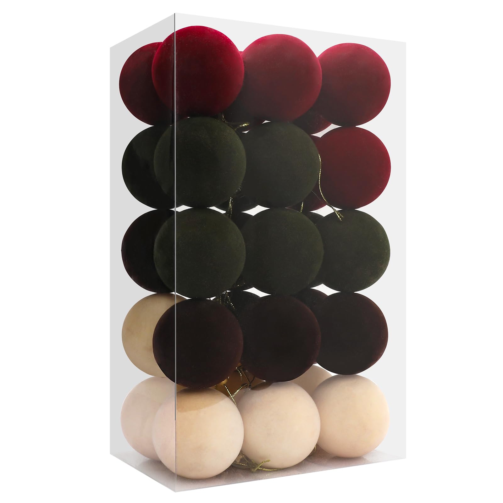 Photo 1 of 30pcs 6cm/2.4'' Velvet Xmas Balls Flocked Hanging Ornaments Christmas Decoration for Xmas Tree, Garland, Fireplace, Railing. Burgundy, Green, Brown, Beige (2.36" Velvet)