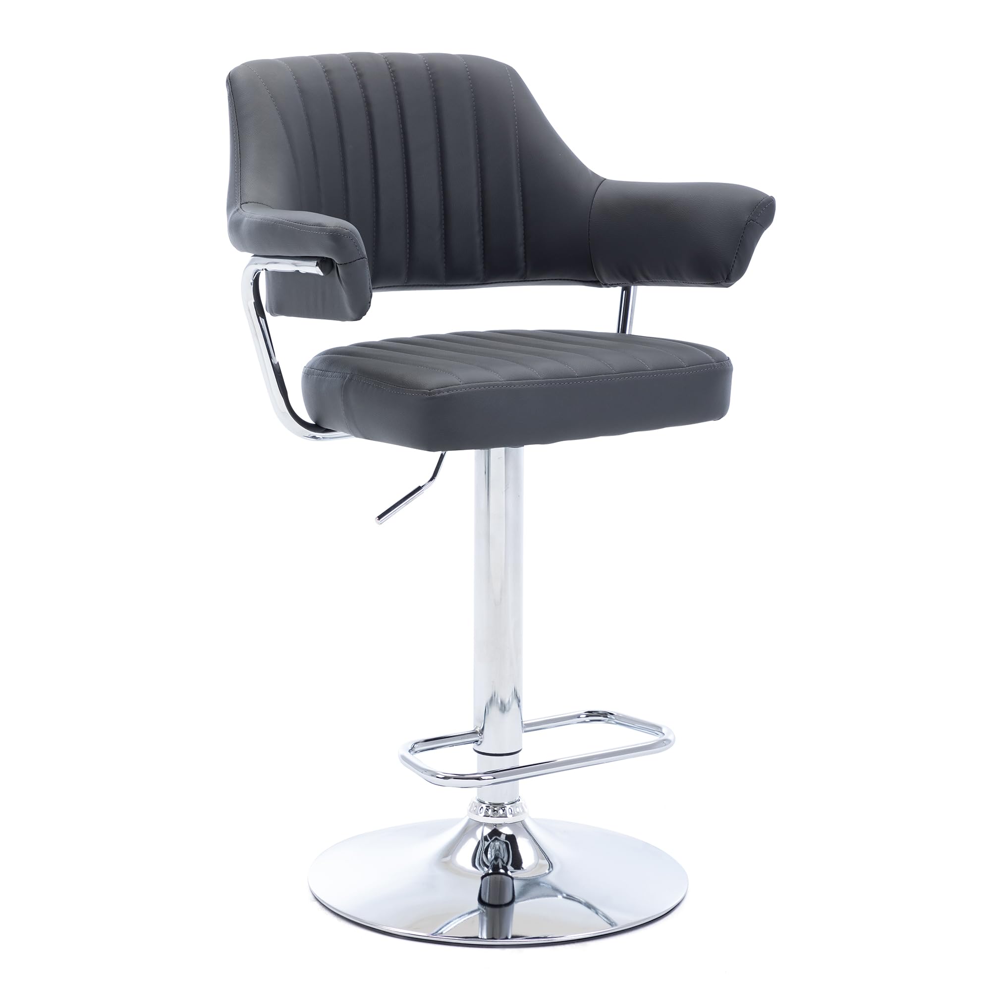 HNNHOME Modern Emper Padded Swivel Faux Leather Breakfast Kitchen Bar Stool Pub Barstool (Grey)