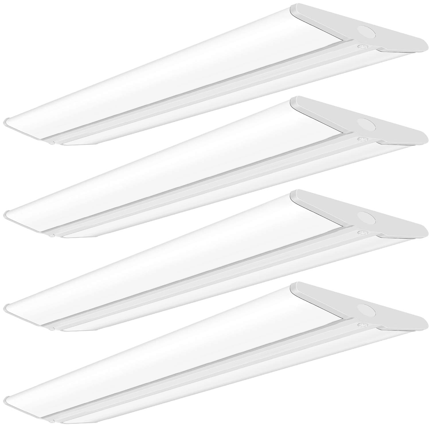 AntLux 72W 4FT LED Wraparound Office Light, Ultra Slim LED Garage Shop Lights Flush Mount, 8000 Lumens, 4000K, No Glare, 4 Foot Wrap Puff Ceiling Lighting Fixture, Fluorescent Tube Replacement, 4 Pack