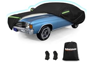 BIGACOVER Waterproof Car Covers for Chevrolet Chevelle Malibu SS Sedan/Coupe 1964-1972, 420D Oxford Cloth Sun Heat Protection Outdoor Full Covers with Driver Side Zipper Windproof Heavy Duty All Weather