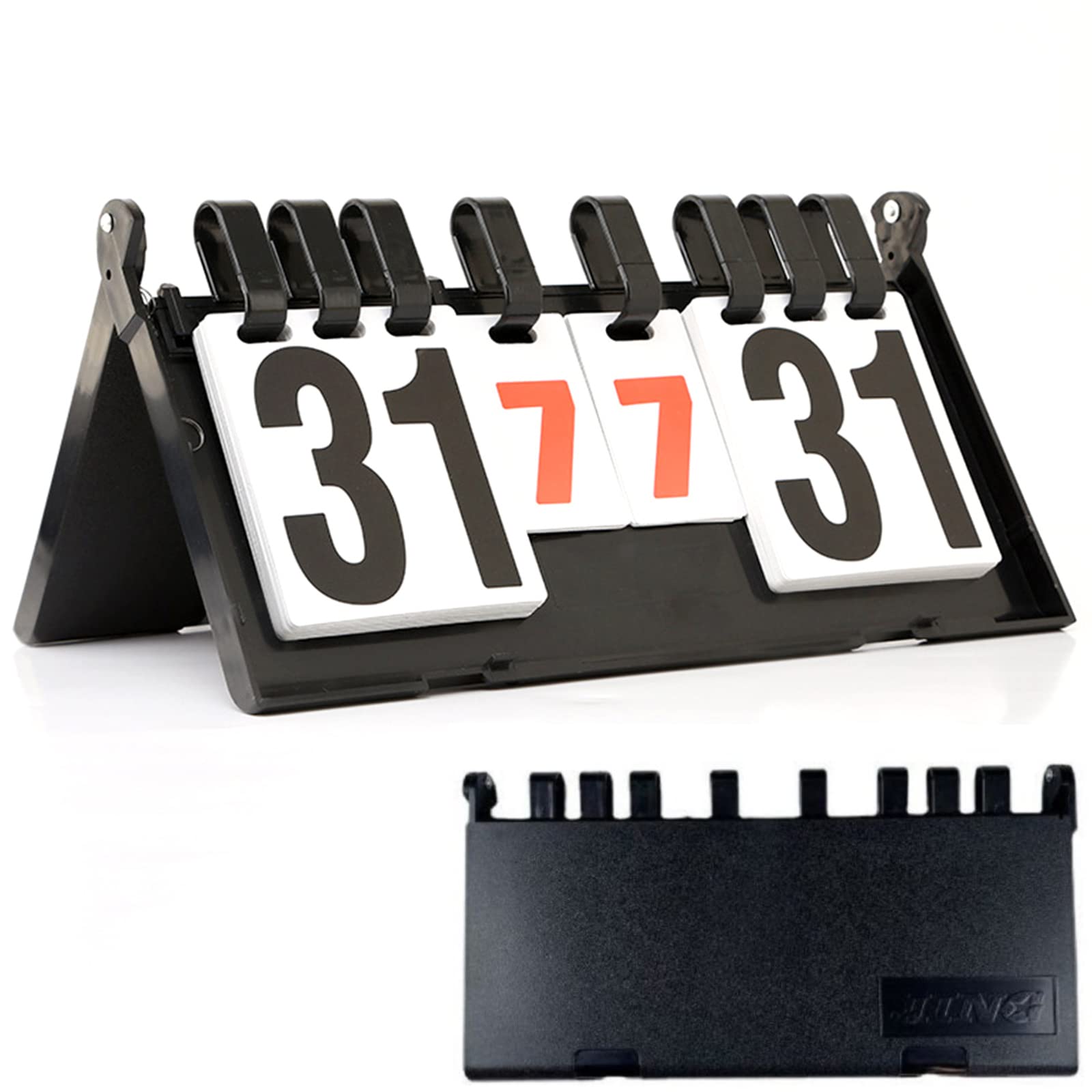 Joyeee Ping Pong Scoreboard, 6-Digital Premium Sport Scoreboard for Baseball Score Keeper, Black Foldable Portable Score Flip Scoreboard, Portable Scoreboard Flips Up to 31, Large
