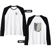 Attack on Titan Season 3 Scout Regiment Emblem Front Back Raglan Baseball Tee