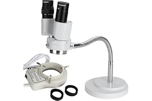 faruijie Dental Microscope with LED Light - Stereomicroscopes 360 Revolve 8X Magnification Binocular Stereo Microscope Dental