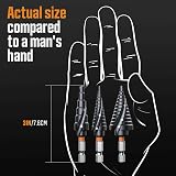 ss shovan 3Pcs Premium HSS M35 Cobalt Step Drill Bit Set TiAlN 1/4-7/8" view 3