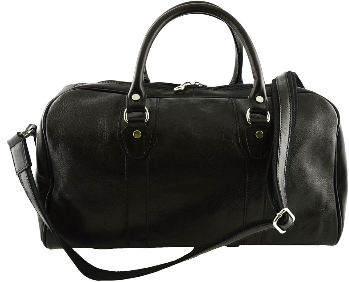 Genuine Leather Travel Bag Color Black Luggage