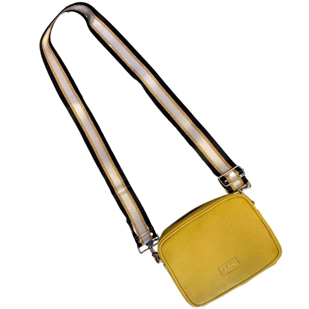 Alice Wheeler Camera Crossbody Soho Bag Double Zipped with 2 straps and bee attachment (Mustard)