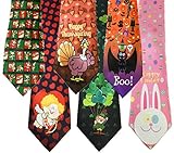 Stonehouse Collection Men's Assorted Holiday Ties - 6 Funny Neckties - Tie Assortment