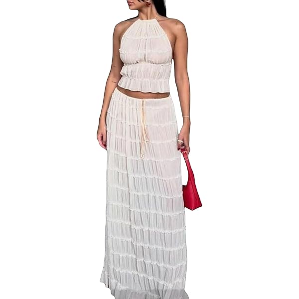 Maxi Skirt Set Two Piece s For Women Summer, Backless Skirt And