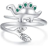 Dinosaur Rings for Women 925 Sterling Silver Dinosaur Jewelry Adjustable Rose Gold Open Rings Cute Animal Dinosaur Gifts