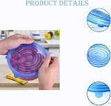 HZZXCH 12 Pcs Silicone Stretch Lids, 6 Sizes, Microwave Safe Food Covers view 4