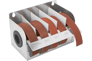 Peachtree Woodworking Supply 1" x 20' Cloth Multi Abrasive Rolls Pack with Steel Dispenser, Wood Turners, Furniture Restoration, Automotive, Home, Workshop, General Use Roll of Sandpaper