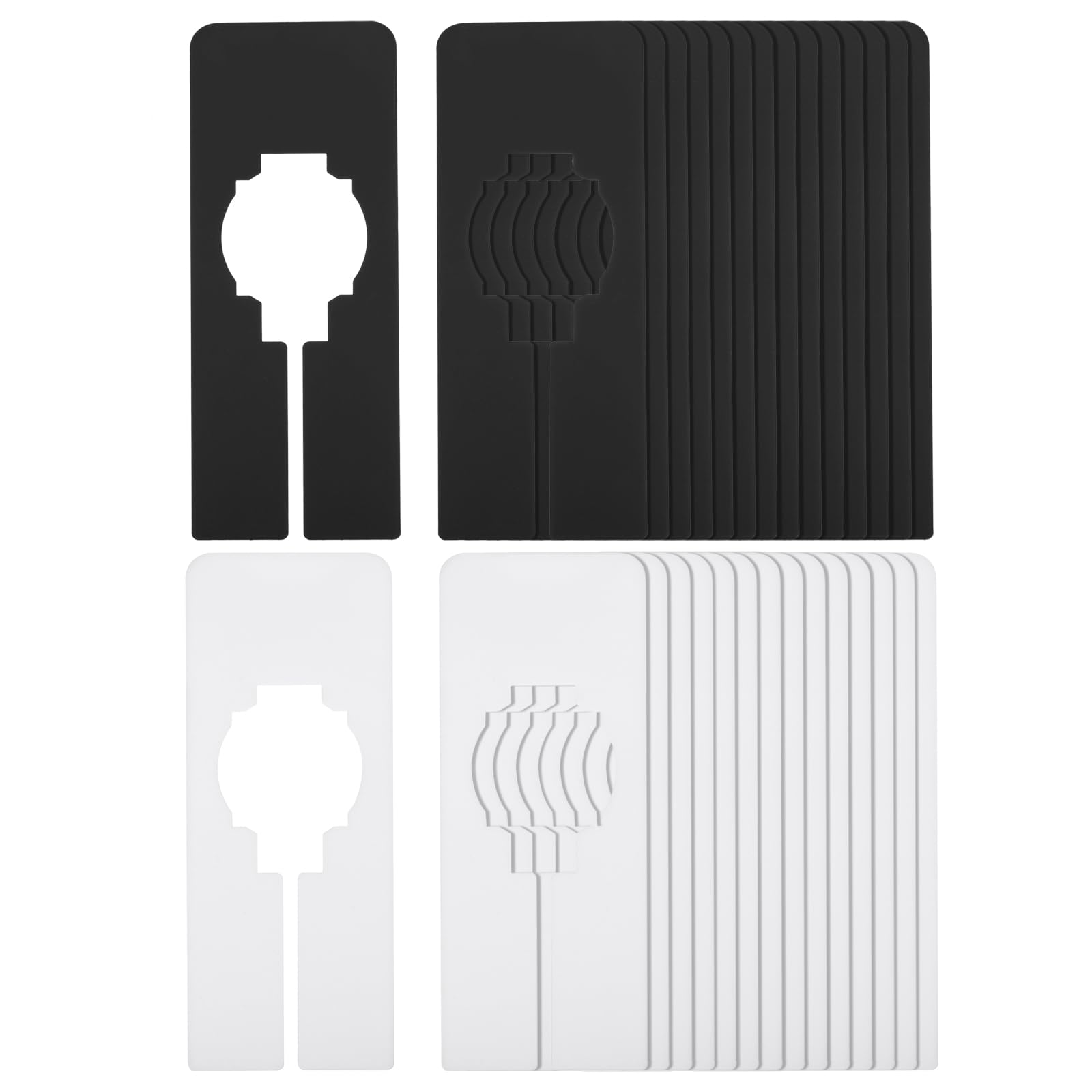 PATIKIL Clothes Dividers for Hanging Clothes, 30 Pack Rectangle Closet Clothing Rack Size Dividers Blank Labels Sorting Rectangular Separator for Closet, White, Black