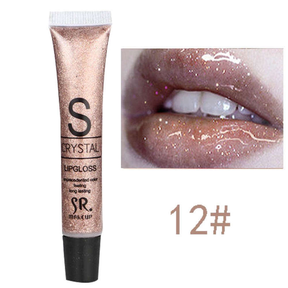 Hanyia Crystal Lip Gloss Liquid Lipstick Hose Long Lasting Moisturizing Lips Gloss Lipstick Shimmer Glitter Lip Tint Lipgloss