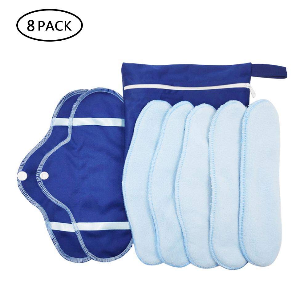Reusable Sanitary Towels, 5 Pack Washable Menstrual Pads Panty Liners with Wet Bag, Women