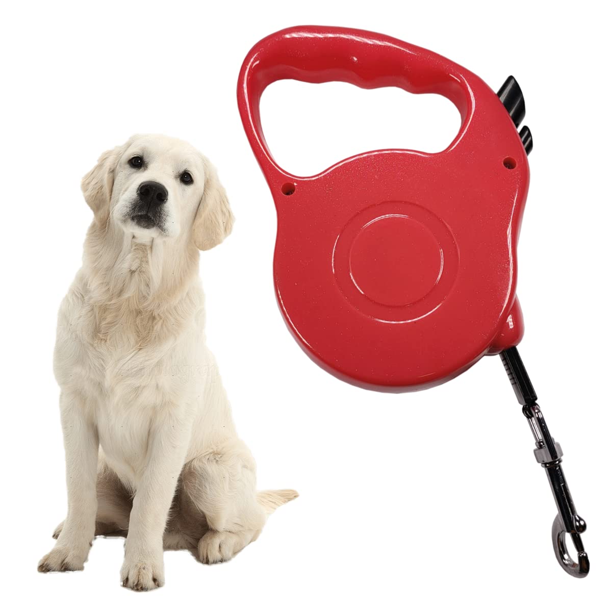 Retractable Dog Leash 3 Meters (S - 12 kg) / 5 Meters (M - 20 kg) Tug Resistant, Suitable for Small and Medium Dogs, Nylon Anti-Tangle Dog Walking Lead (MEDIUM - MAX 20 kg, RED)
