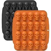 2PCS Skull Silicone Molds，20-Cavity Large Skull Shapes Halloween Chocolate Molds for Making Chocolate, Candy, Jello, Cake Decor, Ice Cube Mold, Soap, Cupcake Topper