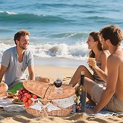 Wicker Picnic Basket with Removable Liner Empty