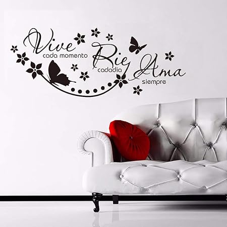 Statement wall sticker Spanische vinyl wandaufkleber sagen Vive Cada Momente Rie Cada Dia Ama Siempre wandaufkleber wandbild 