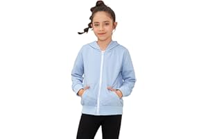 Jxstar Girls Zip-up Hoodie Long Sleeve Sweatshirt Jacket Tops Fall Loose Shirt with pocket